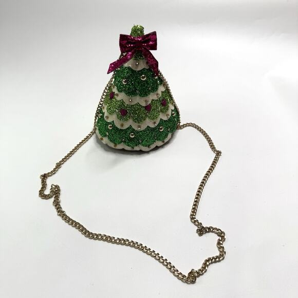 Betsey Johnson Kitsch Christmas Tree Crossbody Purse Handbag Green RARE Spruce - Picture 5 of 16